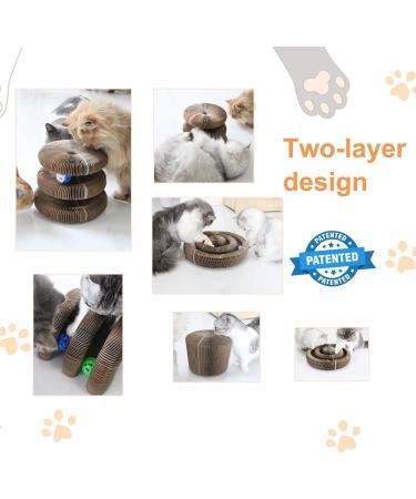 Bonitacrylic Cat Scratching Board with Magic Accordion Design - Interactive Toy for Enrichment and Play | Double Layer Cardboard Mat with Two Balls for Kitten Bed - Buy Online on GoSupps.com