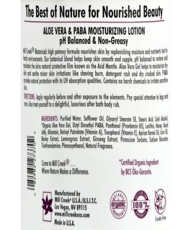 Mill Creek Botanicals Aloe Vera & PABA Moisturizing Lotion - 64 Oz | Hydrating Skin Care for All Skin Types | International Shipping Available - Buy Online on GoSupps.com