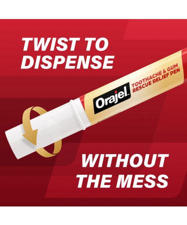 Orajel Rescue Relief Pen with Menthol Cooling Gel for Instant Pain Relief of Tooth & Gum, Mouth Sores, Braces and Denture Irritation, Touch-Free Silicone Applicator, 0.07 oz (2-Pack) 0.07 Ounce (Pack of 2) - Buy Online on GoSupps.com