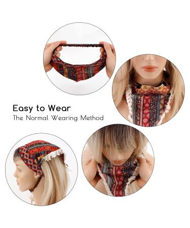 TOBATOBA Boho Bandana Headbands for Women - 3Pcs Hair Scarf Triangle Headband Set with Clips | Cottagecore Hair Accessories for Women - Buy Online on GoSupps.com