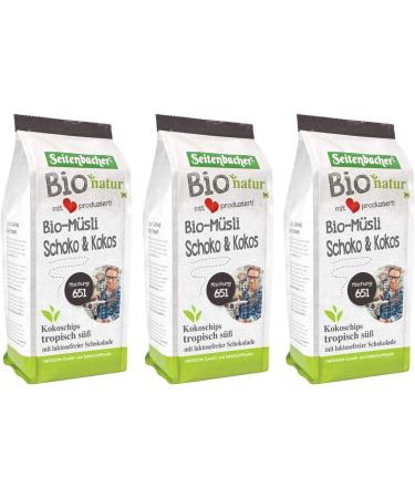 Seitenbacher Organic whole grain muesli chocolate and coconut pack of 3 3 x 454 g - Buy Online on GoSupps.com