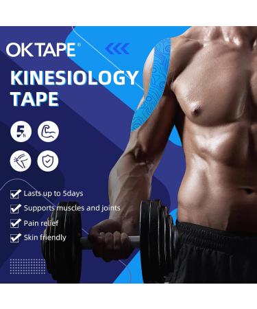OK TAPE Kinesiology Tape Bulk 103Feet - Pro Adhesive Water-Resistant Latex Free Elastic Athletic Tape in Blue - Buy Online on GoSupps.com