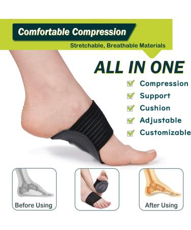 Compression Arch Support Sleeves for Plantar Fasciitis - Cushioned Orthotic Relief for Flat Feet & Achy Feet - Men & Women - Buy Online on GoSupps.com