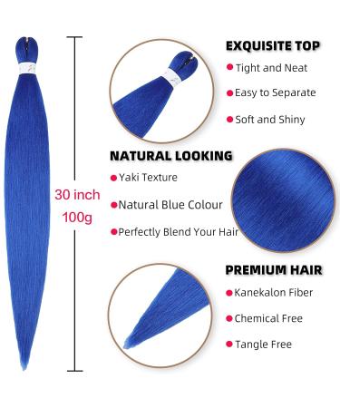 Xusuperb Pre-Stretched Braiding Hair - 30 Inch Blue Kanekalon Extensions (6 Pack) for Easy Yaki Rasta Braids - Buy Online on GoSupps.com