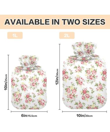 Hot Water Bottle 2L with Floral Cover - Pink Rose Pain Relief & Winter Hand Feet Warmer - Buy Online on GoSupps.com