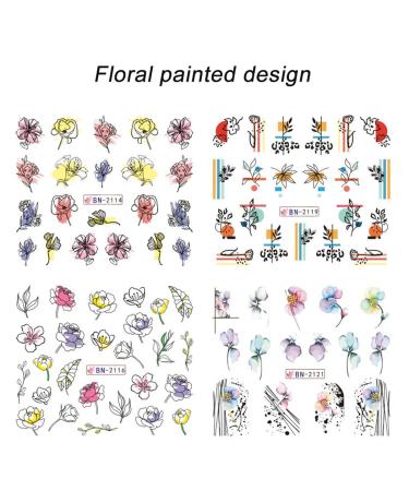Summer Flower Leaf Nail Art Stickers - 12PCS Water Transfer Decals for Colorful Summer Nail Decorations - Buy Online on GoSupps.com