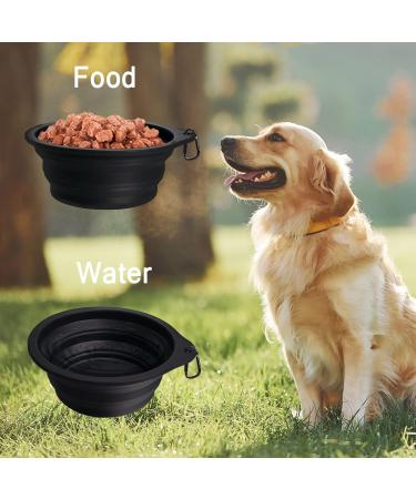 Petbonus Foldable Dog Bowls - 2 Pack Silicone Travel Water & Food Bowls for Dogs - Leak-Proof Portable with Carabiners - 1000ml Black - Buy Online on GoSupps.com