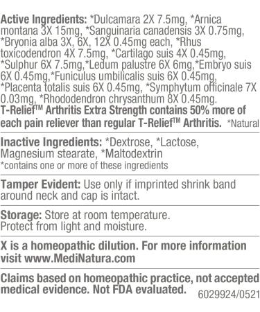 T-Relief Extra Strength Arthritis Arnica +12 Natural Pain Medicines - 250 Tablets - Buy Online on GoSupps.com
