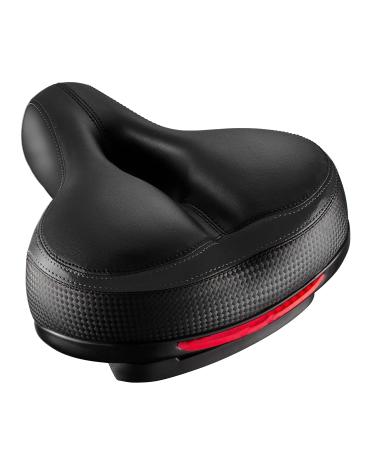 Roguoo Bike Seat, Most Comfortable Bicycle Seat Dual Shock Absorbing Memory Foam Waterproof Bicycle Saddle Bike Seat Replacement with Refective Tape Black