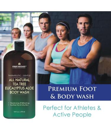 Natural Tea Tree Body Wash 16 fl oz - Fights Body Odor, Athletes Foot, Jock Itch, Nail Issues, Dandruff, Acne, Eczema - Shower Gel for Women & Men - with Eucalyptus, Aloe - Skin Cleanser & Body Soap - Buy Online on GoSupps.com