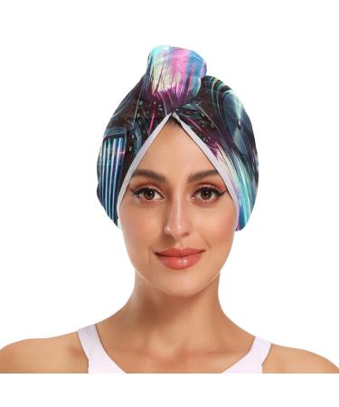 A Black Head Helmets Blurred Digital Art Style Hair Towel 2 Pack Super Absorbent Hair Drying Towel Quick Dry Hair Turbans Head Towel with Button Twisty Wrap for Women Girls