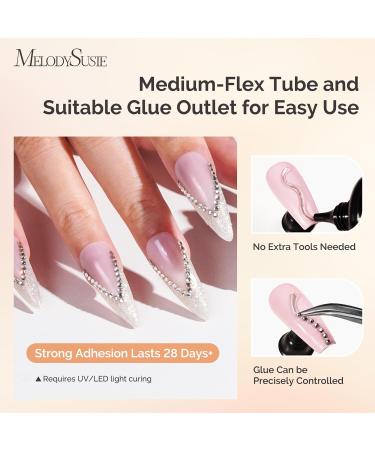 MelodySusie 4 in 1 Rhinestone Nail Glue - 30g Super Strong Gel for Nail Charms & Art | UV/LED Cured 3D Nail Decor - Buy Online on GoSupps.com