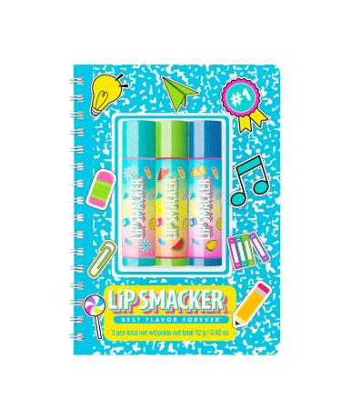 Lip Smacker Back to School Collection Spiral Notebook Lip Balm Trio 3-Piece Lip Balm Set with Cute Notebook for Kids Fun Lip Balm for Kids Blue Blue Spiral Notebook Lip Balm Trio