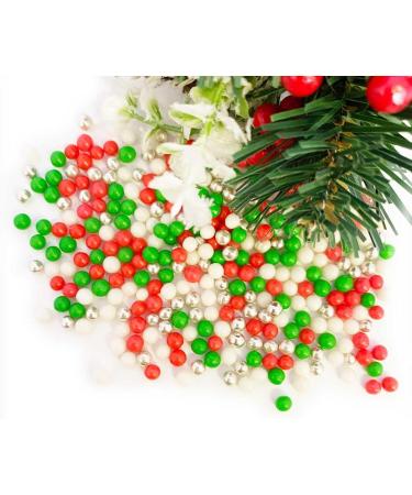 Christmas Twinkle Red Green White Pearls Cake Topper Sprinkles - 30g Edible Sugar Decorations for Xmas Party Cakes - Buy Online on GoSupps.com