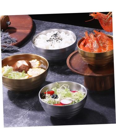 Zerodeko 3 Pcs Stainless Steel Double Bowl Salad Bowl Metal Bowl Pot Soup Container Child Thicken Mixing Bowl 11x11cmx3pcs Goldenx3pcs - Buy Online on GoSupps.com