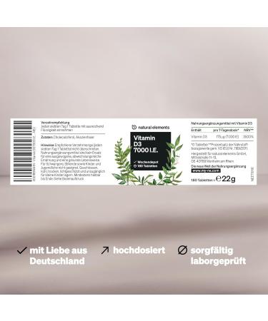 Buy Vitamin D3 7000 I.E. - 180 Tablets | High-Dose Additive-Free Sun Vitamin - Produced in Germany | International Shipping Available - Buy Online on GoSupps.com