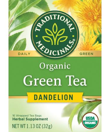 Organic Dandelion Green Tea - Liver Support Herbal Tea (16 Bags) | Traditional Medicinals - Buy Online on GoSupps.com