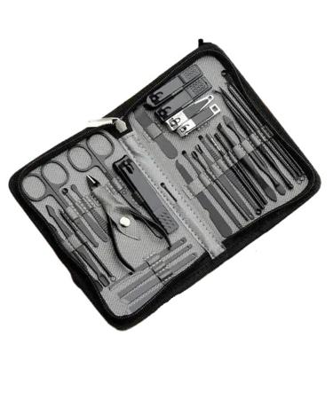 Stainless Steel Set De Manicure Piezas with Leather Nail Clipper Kit (Color : Dark Grey)