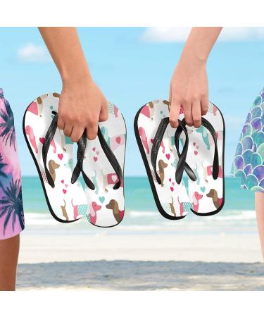 Mnsruu Valentine Dackel Dog Flip Flops | Heart Love Sandals for Men & Women - Multi-Colored Home & Travel Slippers - Buy Online on GoSupps.com