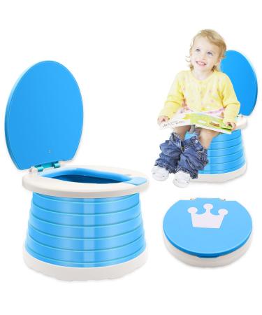 Portable Potty for Kids Toddlers Foldable Travel Potty Training Seat Foldable Toddler Potty Seat for Travel, Car, Camping, Park,Outdoor, Indoor(Baby Blue)