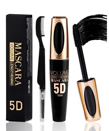 10pcs Black Waterproof Mascara for Eyelashes 5D Silk Fiber Liquid Lash Extensions Colored Tubing Mascara with Eyelash Brush Longlasting Voluminous Mascara Black Volume and Length Eye Makeup for Women Girls