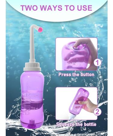 Peri Bottle Po Dusche Bidet 500ml - Portable Intimate Shower with 2 Nozzles for Women | Blue & Purple - Buy Online on GoSupps.com