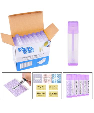Kare & Child Lip Balm Container - 50 Pack DIY Purple 3/16 OZ | Includes 50 Stickers & Twist Cap - Perfect for Customization & Gifting - Buy Online on GoSupps.com