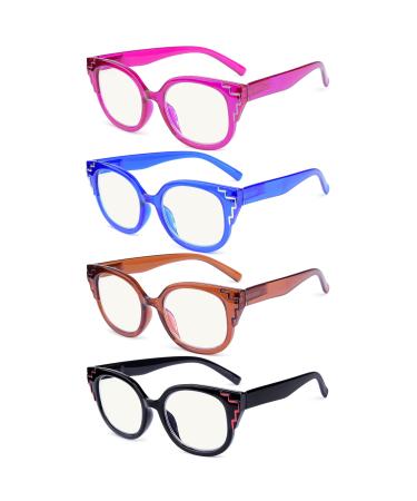 Eyekepper 4-Pack Progressive Multifocus Reading Glasses for Women Multifocal Readers +2.00 4 Pack Mix Color 2.0 x
