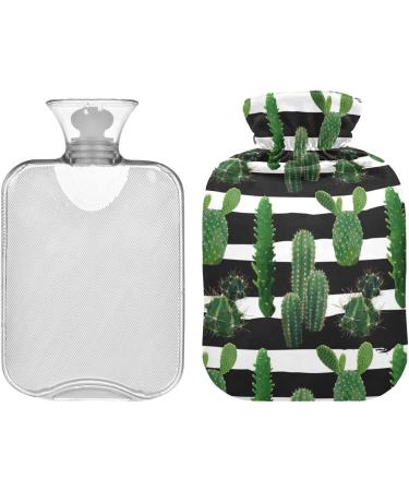 NAANLE 1L Striped Cactus Transparent Hot Water Bottle with Lid | Menstrual Cramps Relief & Heat Therapy - Buy Online on GoSupps.com