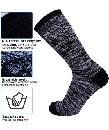 Enerwear Men's Cotton Crew Socks 10-13, 10-Pack - Moisture Wicking, Heavy Cushion, Black Heel/Grey Foot - Buy Online on GoSupps.com