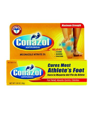 Conazol Cream Anti Fungal with Miconazole Nitrate 2% Clinically Proven Effective to Cure Athlete's Foot Jock Itch and Ringworm Maximum Strength Formula 6 Pack