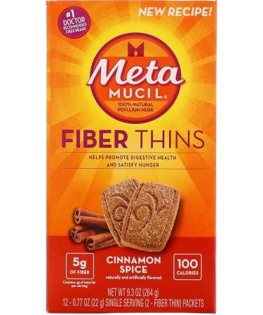 5-Pack Metamucil Fiber Thins Cinnamon - 12ct, 0.77oz per Pack - Buy Online on GoSupps.com