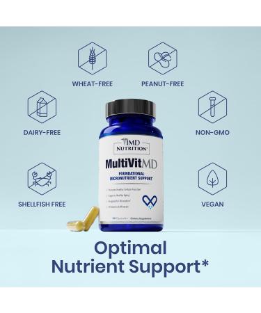 1MD Nutrition MultiVitMD Daily Multivitamin 19 Essential Vitamins & Minerals for Adults Over 55 | Supports Healthy Aging, Heart, Brain, Bone, & Immune Health | Designed for Absorption | 30 Capsules - Buy Online on GoSupps.com