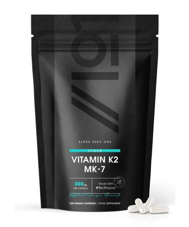 Vitamin K2 MK-7 300mcg - Fermented Natto Based Vegan Vitamin K - Supports Bone Health - Non-GMO Halal - 120 Vegan Capsules