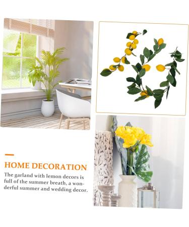 Zerodeko 4 Pcs Simulation Lemon Rattan Garland Decor Plant Flower Embellishments Front Door Wreath Wedding Supplies Artificial Flower Spring Front Door Adornment Summer Plastic Green Leaves Yellowx2pcs 100x13cmx2pcs - Buy Online on GoSupps.com