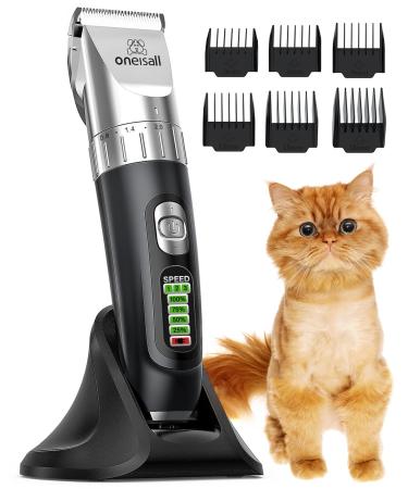 oneisall Cat Hair Trimmer,Quiet Cat Clippers for Matted Hair,Cordless Cat Grooming Kit with Comb,3 Speed Cat Shavers for Matted Long Hair