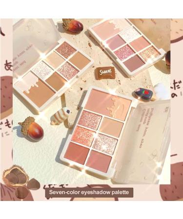 7 Color Milk Tea Eye Shadow Palette | High Pigmented Shiny Matte Glitter | Long Lasting Eyeshadow Pallet - Shengqiao Cookies - Buy Online on GoSupps.com