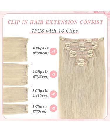 Vlasy 14 Inch Grey4# Clip in Hair Extensions - 100% Human Hair, Seamless, Natural Thick Weft - 7 Pieces for Women (70 g) - Buy Online on GoSupps.com