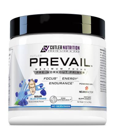 Prevail Pre Workout Powder with Nootropics: Best Pre Workout for Men and Women, Cutting Edge Energy and Focus Supplement with L Citrulline, Alpha GPC, L Tyrosine | Sour Blue Razz, 40 Scoops
