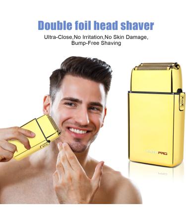 Foil Shaver for Men - Professional Double Electric Trimmer Cordless Rechargeable Gold Razor | International Shipping - Buy Online on GoSupps.com