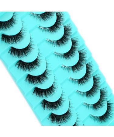 Clear Band Russian Volume Fluffy Strip Lashes - 10 Pairs of Naturally Wispy D Curl False Eyelashes | Htal09 - Buy Online on GoSupps.com