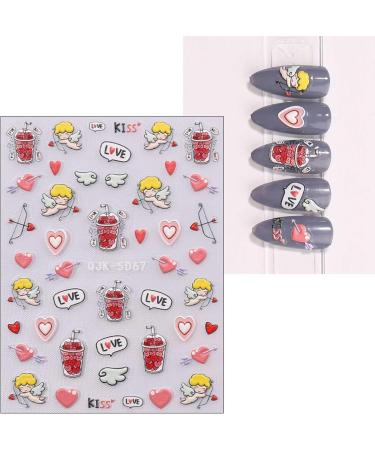 JMEOWIO 6 Sheets 3D Embossed Valentines Day Heart Nail Art Stickers Decals Self-Adhesive 5D Cute Colorful Nail Supplies Nail Art Design Decoration Accessories - Buy Online on GoSupps.com