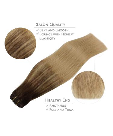 Buy WhenALIFE Real Hair Clip-in Extensions 35cm 14 120g - Balayage Chocolate Brown to Dirty Blonde - 7Pcs Remy Hair - Buy Online on GoSupps.com