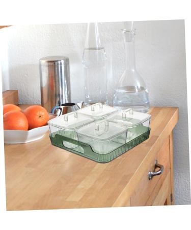 Mikinona Divided Serving Tray 1 Set Four Grid Fruit Plate Plastic Tray Mimosa Bar Supplies Snack Holder Snack Box Coffee Beans Green 21X21X8CM - Buy Online on GoSupps.com