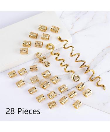 28 Pieces Dreadlocks Jewelry Set Adjustable Metal Cuffs & Spiral Clips Gold Dreadlock Pearls for Men & Women - Buy Online on GoSupps.com