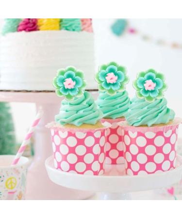 Ercadio 20 Pack Flower Ring Cupcake Toppers Picks Flower Theme for Bridal Engagement Baby Shower Birthday Party Cupcake Picks Anniversary Party Decorations Supplies Green - Buy Online on GoSupps.com