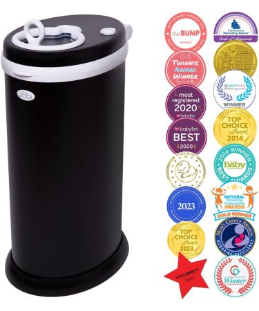 Ubbi Steel Odor Locking Nappy Disposal Bin - Award-Winning Modern Design Diaper Pail - No Special Bags Needed - Matte Black - Money Saving Essential for Parents - Buy Online on GoSupps.com