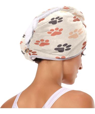 Pup s Footprints Quick Dry Hair Cap Set - 2 Piece Super Absorbent Towel & Button Headband | Soft & Comfortable for All Hair Types - Buy Online on GoSupps.com