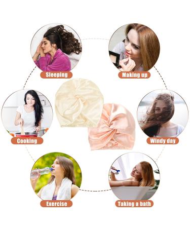 6-Piece Silk Bonnet & Scrunchies Set for Women - Beige/Pink/Rose Gold | Silk Hair Wrap & Scrunchies for Sleeping - Hair Care Accessories - Buy Online on GoSupps.com