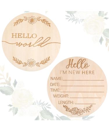 Ouligay Wooden Baby Announcement Sign 5.83Inch Hello World Baby Sign Newborn Sign Birth Announcement Sign Wooden Birth Announcement Newborn for Hospital Photo Prop Baby Shower - Buy Online on GoSupps.com